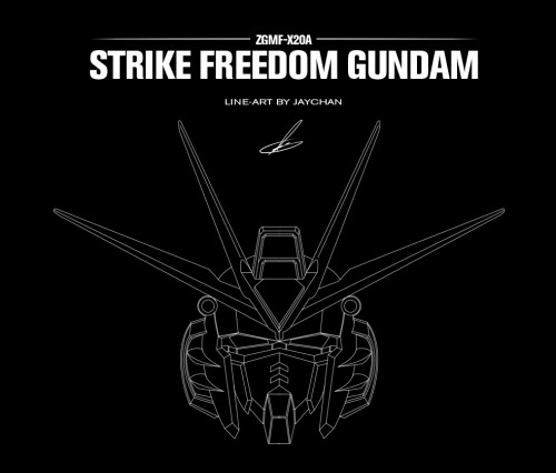 Strike Freedom head vector line-art 