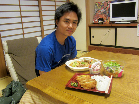 Dinner on a kotatsu in K's House