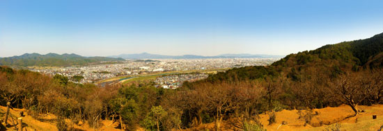 Looking back at Kyoto from the top of Monkey Park