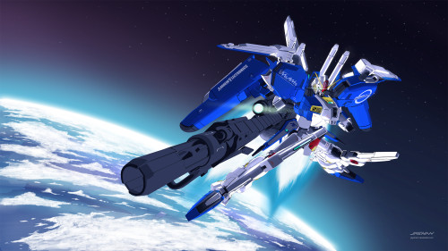 Ex-S gundam space version 3D illustration